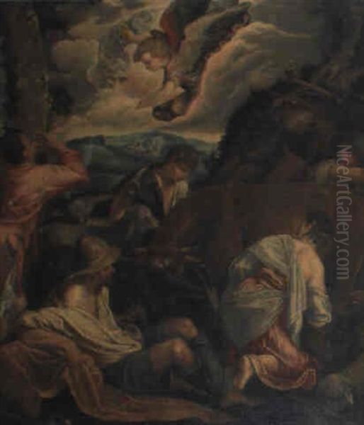 Die Verkundigung An Die Hirten Oil Painting by Jacopo dal Ponte Bassano