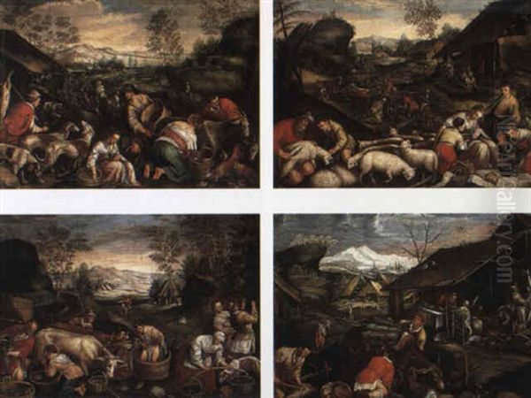 The Four Seasons Oil Painting by Jacopo dal Ponte Bassano