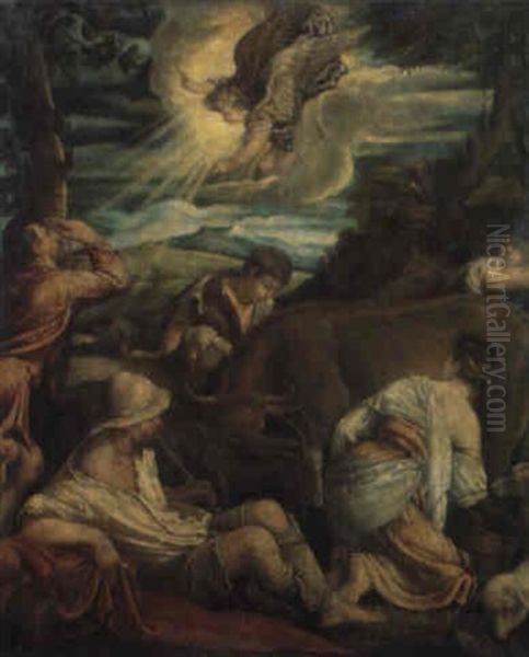 L'annuncio Ai Pastori Oil Painting by Jacopo dal Ponte Bassano