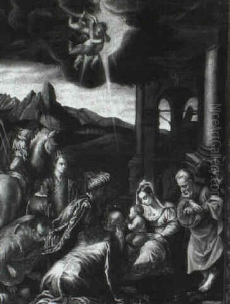 The Adoration Of The Magi Oil Painting by Jacopo dal Ponte Bassano