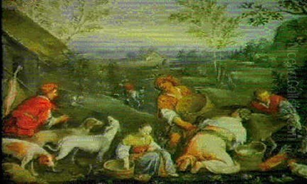 Scene De La Vie Rurale Oil Painting by Jacopo dal Ponte Bassano