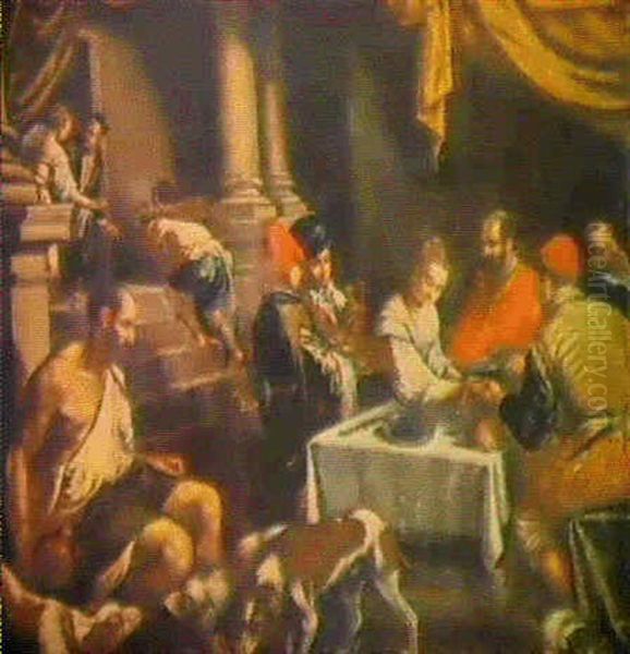 Il Banchetto Del Ricco Epulone Oil Painting by Jacopo dal Ponte Bassano