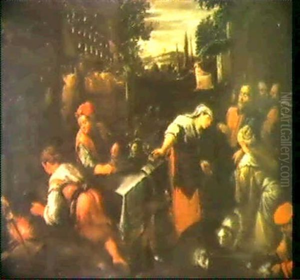 Christus Bei Maria Und Martha. Oil Painting by Jacopo dal Ponte Bassano