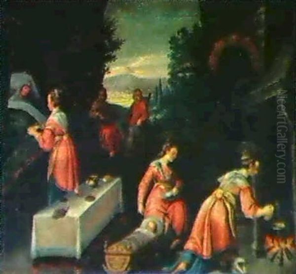 Die Geburt Mariens Oil Painting by Jacopo dal Ponte Bassano