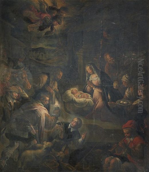 The Adoration Of The Shepherds Oil Painting by Leandro da Ponte Bassano