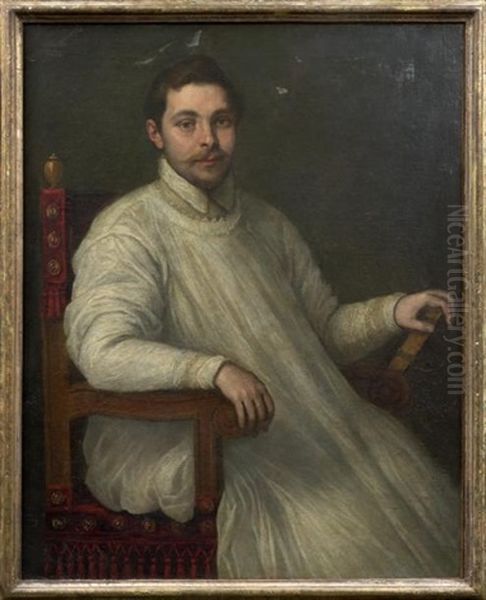 Portrait D'homme Assis Tenant Un Livre Oil Painting by Leandro da Ponte Bassano