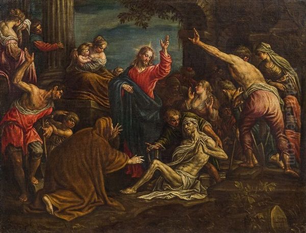 The Raising Of Lazarus Oil Painting by Leandro da Ponte Bassano