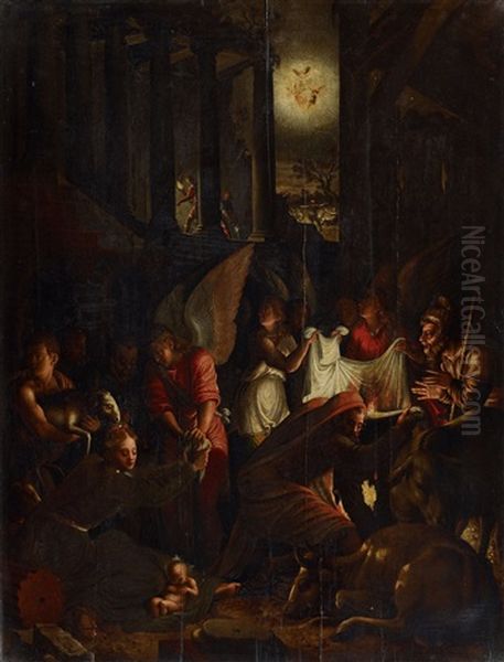 The Adoration Of The Shepherds Oil Painting by Leandro da Ponte Bassano