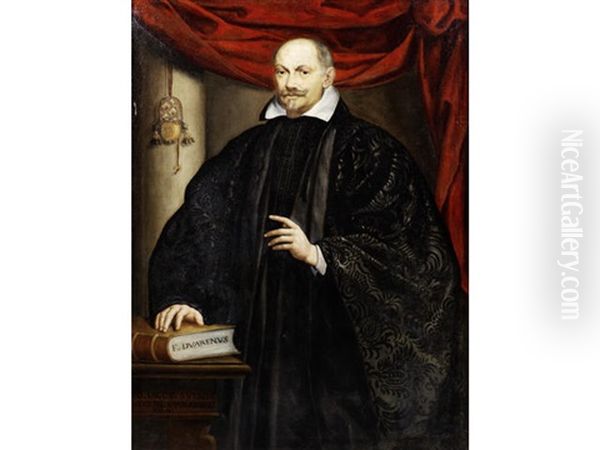 Portrait Of A Gentleman, Three-quarter Length, In Black Costume, Standing Oil Painting by Leandro da Ponte Bassano