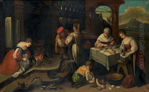 Le Repas Oil Painting by Leandro da Ponte Bassano