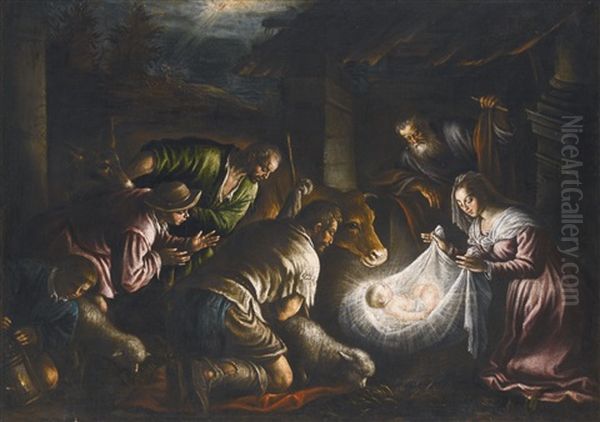 The Adoration Of The Shepherds Oil Painting by Leandro da Ponte Bassano