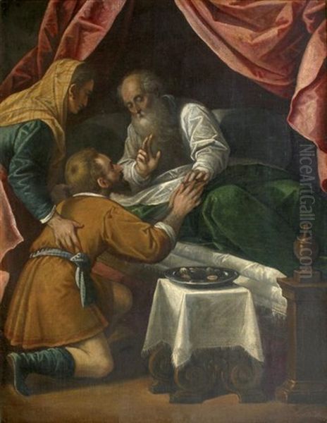 La Benediction De Jacob Oil Painting by Leandro da Ponte Bassano