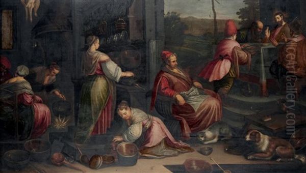 Le Repas Avec Les Pelerins D'emmaus Oil Painting by Leandro da Ponte Bassano