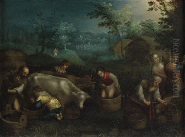 The Grape Harvest Oil Painting by Leandro da Ponte Bassano