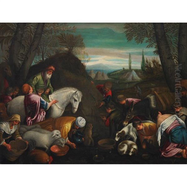 Encampment At A Watering Spring Oil Painting by Leandro da Ponte Bassano