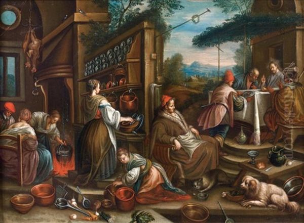 Les Pelerins D'emmaus Oil Painting by Leandro da Ponte Bassano