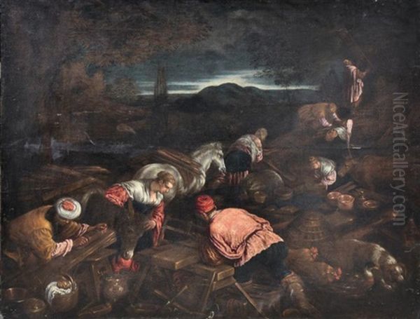 La Construction De L'arche De Noe Oil Painting by Leandro da Ponte Bassano