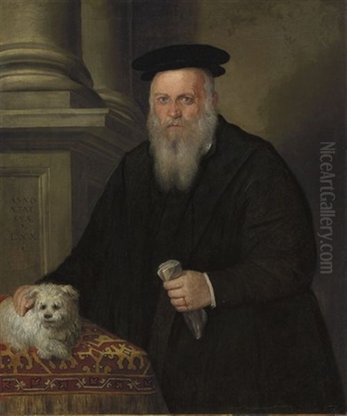 Portrait Of A Bearded Man In A Black Coat And Hat Oil Painting by Leandro da Ponte Bassano