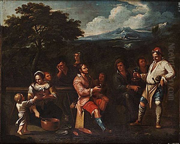 Rastande Sallskap Oil Painting by Leandro da Ponte Bassano