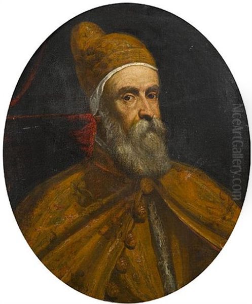 Doge Marino Grimani Oil Painting by Leandro da Ponte Bassano