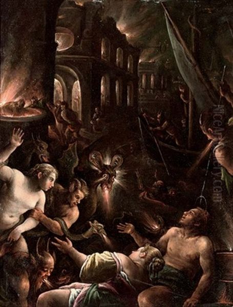 Hell Oil Painting by Leandro da Ponte Bassano