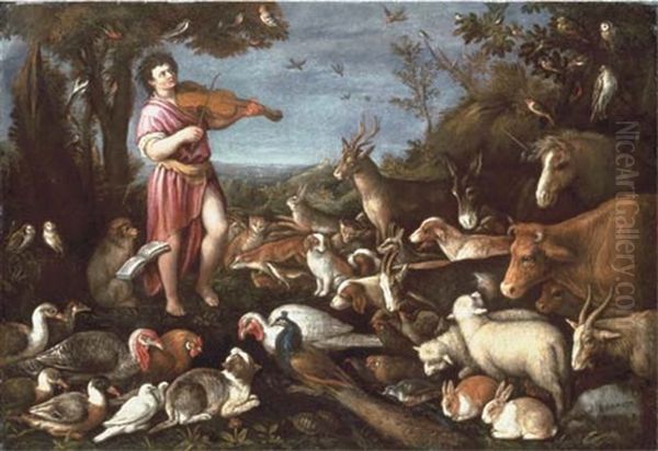 Orpheus Charming The Animals Oil Painting by Leandro da Ponte Bassano