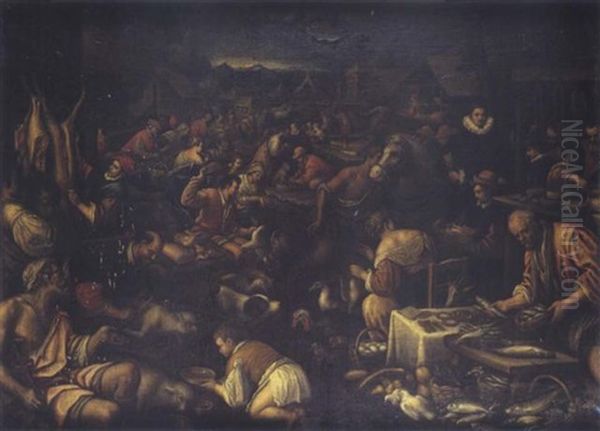 Scene De Marche Oil Painting by Leandro da Ponte Bassano