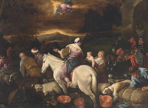 Partenza Per Canaan Oil Painting by Leandro da Ponte Bassano