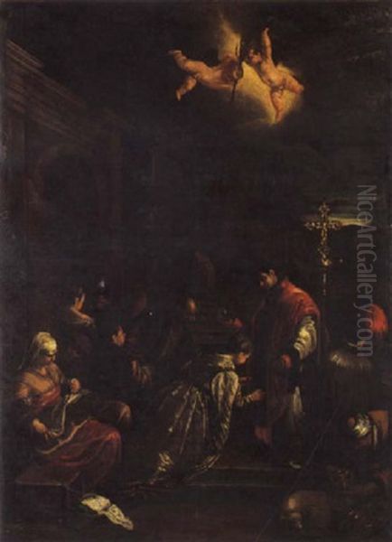 Battesimo Di Santa Lucilla Oil Painting by Leandro da Ponte Bassano