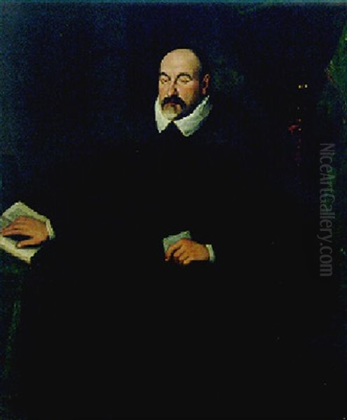 Portrait Of A Gentleman, Seated, Wearing A Fur-trimmed Coat Oil Painting by Leandro da Ponte Bassano