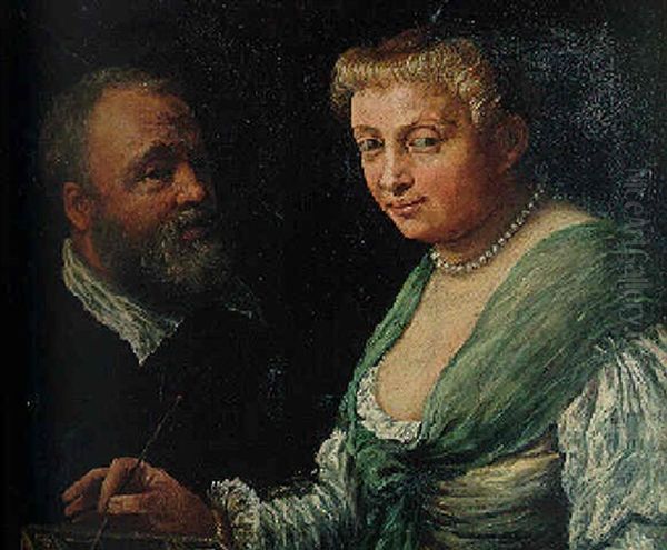 Portrait De Couple Oil Painting by Leandro da Ponte Bassano