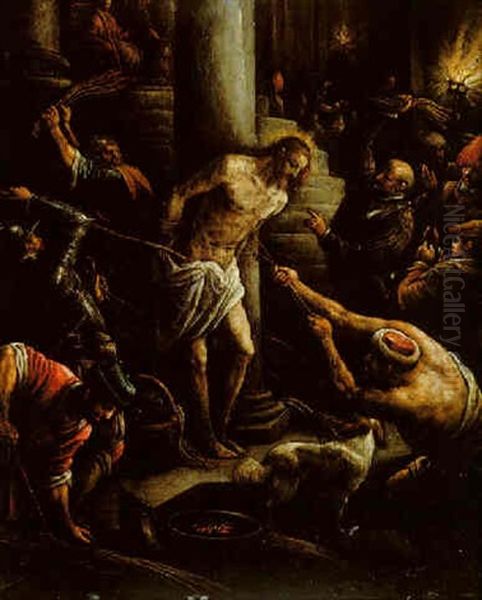 The Flagellation Of Christ Oil Painting by Leandro da Ponte Bassano