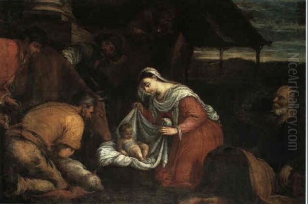 The Adoration Of The Shepherds by Leandro da Ponte Bassano