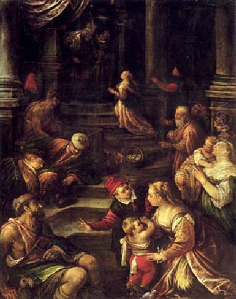 The Presentation Of The Virgin Oil Painting by Leandro da Ponte Bassano