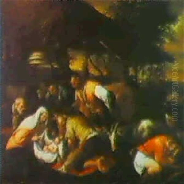 The Adoration Of The Shepherds Oil Painting by Leandro da Ponte Bassano