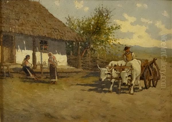 Rural Scene Oil Painting by Ludovic Bassarab