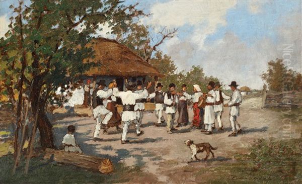 Traditional Dances Oil Painting by Ludovic Bassarab