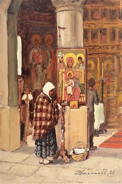 At The Church Oil Painting by Ludovic Bassarab