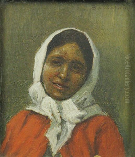 Gipsy With White Kerchief Oil Painting by Ludovic Bassarab