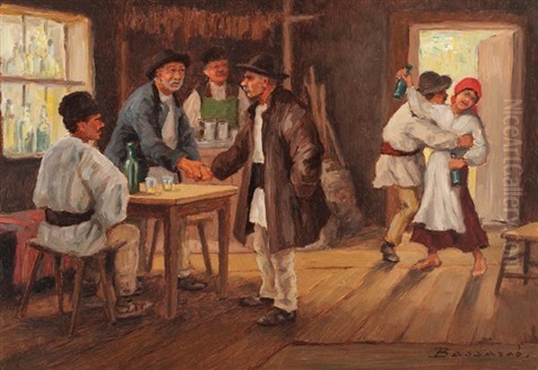 At Village Tavern Oil Painting by Ludovic Bassarab