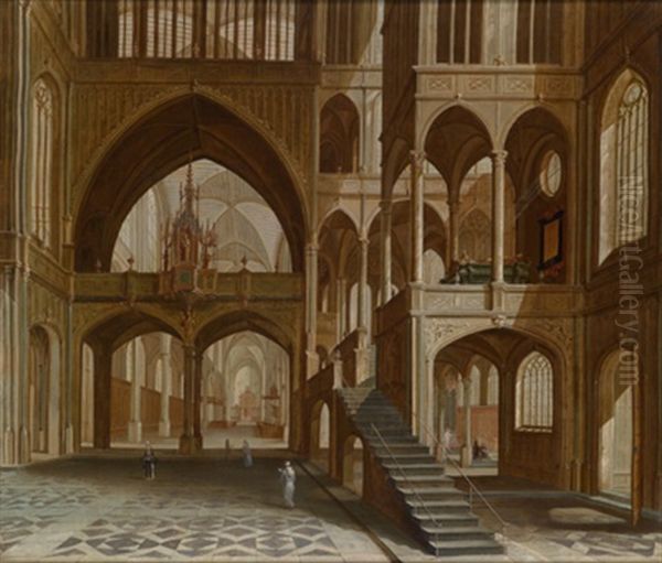 Kircheninterieur Mit Figurenstaffage Oil Painting by Bartholomeus Van Bassen