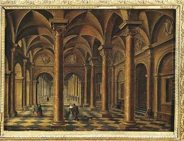 Interieur De Palais Anime De Personnages Oil Painting by Bartholomeus Van Bassen