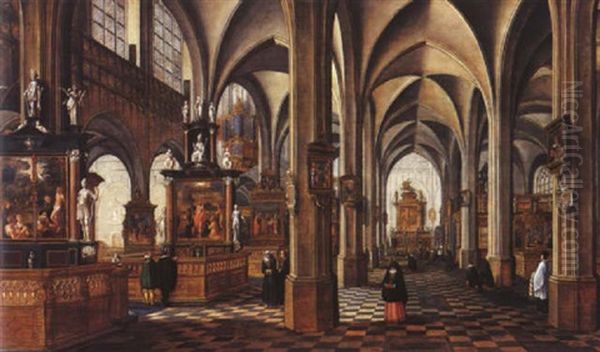 Interieur D'eglise Gothique Oil Painting by Bartholomeus Van Bassen