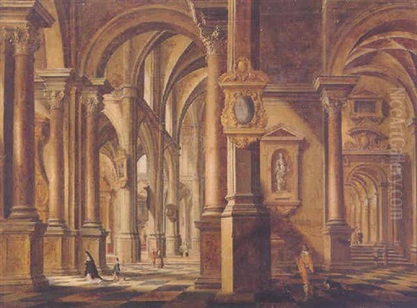 The Interior Of Antwerp Cathedral by Bartholomeus Van Bassen