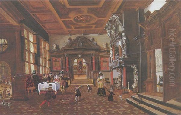 Scene De Repas Dans Un Inteieur De Palais Oil Painting by Bartholomeus Van Bassen