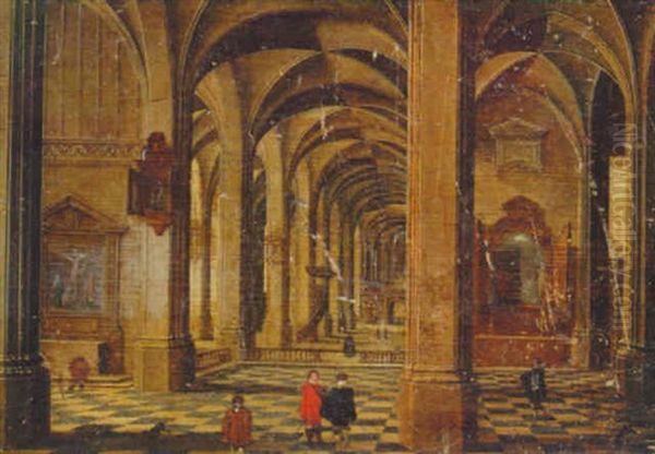 The Interior Of A Gothic Church Oil Painting by Bartholomeus Van Bassen