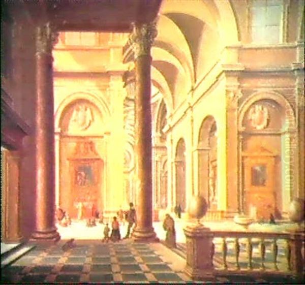 Interieur D'eglise Anime De Personnages Oil Painting by Bartholomeus Van Bassen