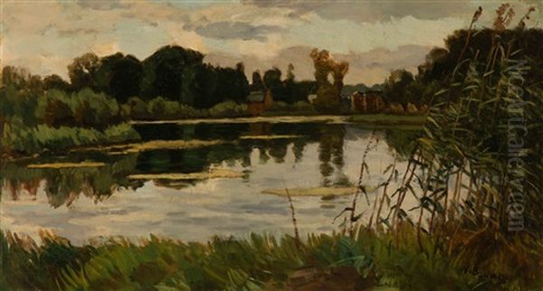 Afternoon On The River Vecht Oil Painting by Nicolaas Bastert