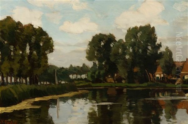 View Of The River Vecht Oil Painting by Nicolaas Bastert