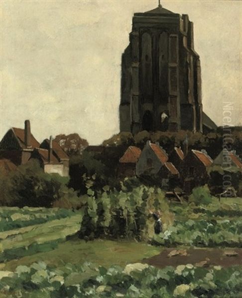 Toren Te Zierikzee: The Tower Of Zierikzee Oil Painting by Nicolaas Bastert